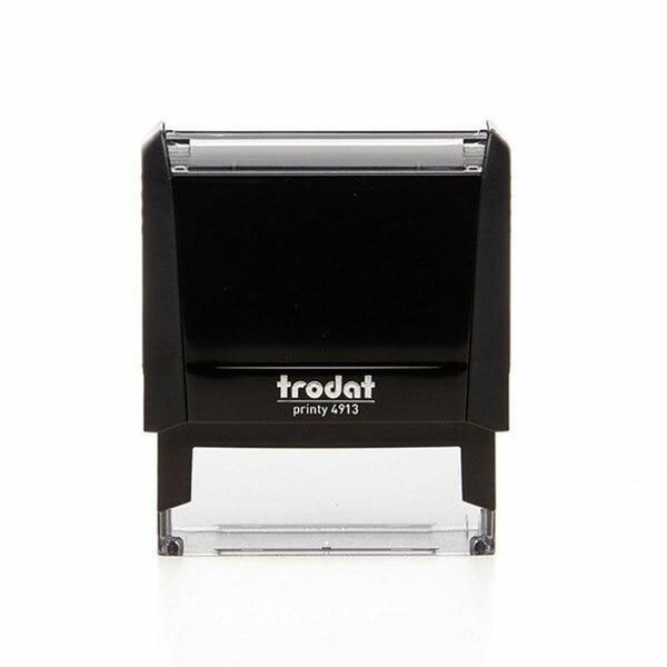 Trodat 4913 Custom Self-Inking Rubber Stamp. Impression: 56mm x 20mm. Recommended 1-6 lines of text. Shop more custom self-inking stamps on our website. Delivery to all major cities Sydney, Melbourne, Brisbane, and Perth.