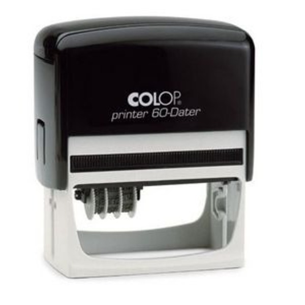 Colop P60DN Custom Self Inking Dater Rubber Stamp. Recommended 1-7 lines of text. Shop more self-inking stamps on our website. Delivery to all major cities Sydney, Melbourne, Brisbane, and Perth.