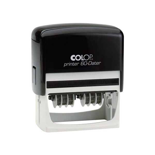 Colop P60DD Custom Self Inking Dater Rubber Stamp. Recommended 1-7 lines of text. Shop more self-inking stamps on our website. Delivery to all major cities Sydney, Melbourne, Brisbane, and Perth.