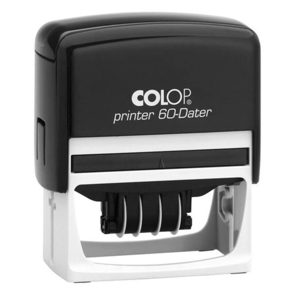 Colop P60H Custom Self Inking Dater Rubber Stamp. Recommended 1-6 lines of text. Shop more self-inking stamps on our website. Delivery to all major cities Sydney, Melbourne, Brisbane, and Perth.