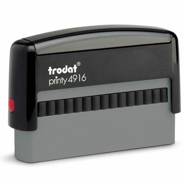 Trodat 4916 Custom Self-Inking Rubber Stamp. Impression 68mm x 8mm. Recommended 1-2 lines of text. Shop more rubber stamps on our website. Delivery to all major cities Sydney, Melbourne, Brisbane, and Perth.